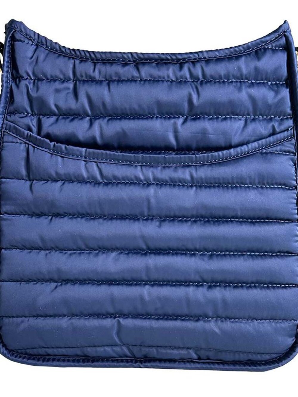 Ahdorned Everly Quilted Puffy Messenger Navy Blue NEW